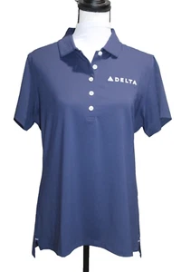NWT Peter Millar Womens Golf Shirt Polo Blue SPF Delta Logo On Chest Size Large - Picture 1 of 6