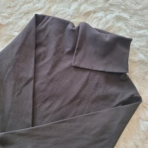 Zara Womens Midi Ribbed Sweater Dress Asymmetrical Collar Sz S Brown - Picture 1 of 9