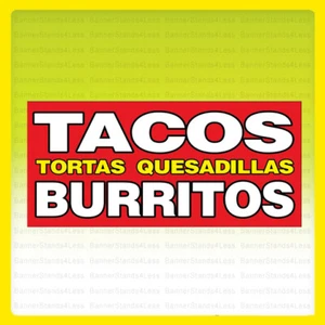 20x48 Inch TACOS BURRITOS TORTAS QUESADILLAS Vinyl Banner Sign - rb - Picture 1 of 1