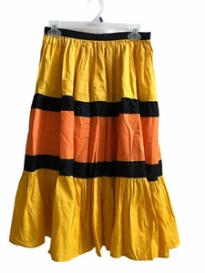 VINTAGE Women's Skirt One-of-a-kind Handmade BOHO Bright Yellow/Orange/Black S - Picture 1 of 6