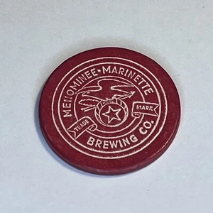 VTG Red Beer Token Poker Chip 1.5” Menominee-MARINETTE Brewing Co Mich UP Wisc - Picture 1 of 6