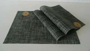 Modern 2,4,6,8  Black Weave Woven PVC Vinyl Dining Table Place Mat Washable Set - Bild 1 von 2