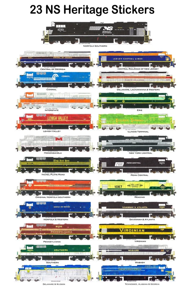 23 pegatinas individuales Norfolk Southern Heritage Andy Fletcher Foto 1 de 1