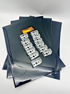 Black Rally Motorsport Mudflaps 50cm x 30cm 3mm MSA x 4 + 12 Alloy Brackets - Picture 1 of 7