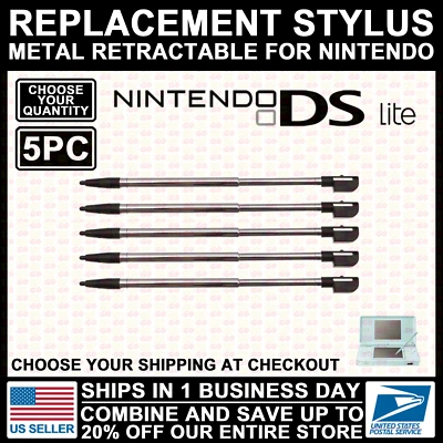 DS Lite NDSL Metal Retractable Stylus For Nintendo Touch Pen Replacement Black Foto 1 de 4