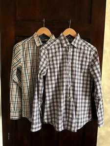 2 button down shirts Gap & Nautica Plaid Red Blue Orange Blue Large / Small - Picture 1 of 10