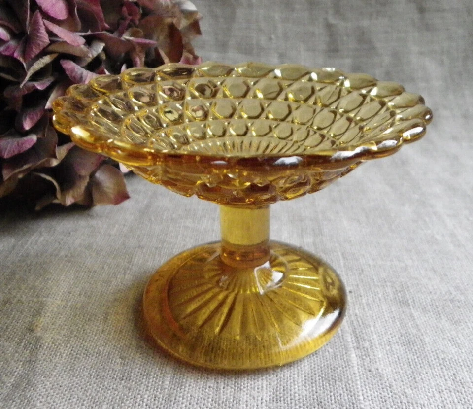 DÎNETTE ANCIENNE - COMPOTIER EN VERRE AMBRÉ - FIN XIXème - Photo 1/4