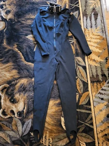 Vintage Ralph Lauren Ski Suit Women's 6 Black One Piece Racing Team Wool Stirrup - Picture 1 of 8