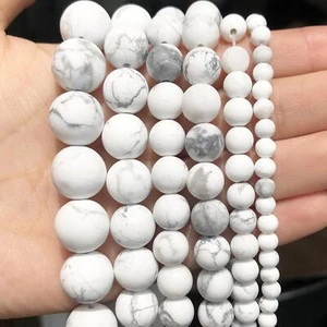 Matte White Stone Beads - Dull Polished Bead Charms DIY Bracelet Jewelry Making - Picture 1 of 24