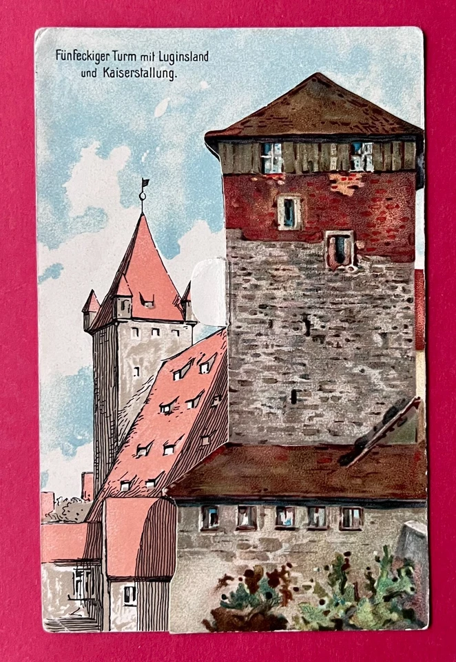 Klapp Litho AK NÜRNBERG in Bayern um 1907 Fünfeckiger Turm Kaiserstall. ( 168290 - Bild 1 von 3