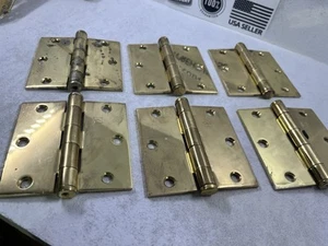 Juego de 6 bisagras de puerta de latón de alta resistencia HAGER EE. UU. de 3,5" vintage - Imagen 1 de 7