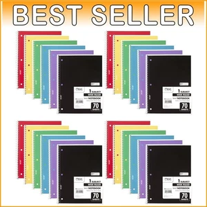 24-Pack Spiral Notebooks, Wide Ruled with 70 Sheets - Durable & Colorful - Picture 1 of 9