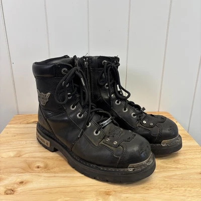 Harley Davidson Mens Stealth Moto Biker Leather Lace Up Boots Size 9 Edgy 91729 - Image 1 of 4