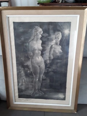 LITHOGRAPHIE  MARGUERITE BORDET ORIGINALE FEMME NUE  SIGNEE PAR L'ARTISTE - Photo 1/4