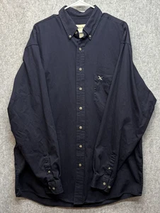 Eddie Bauer LG Heavy Weight Button Down Long Sleeve Work Shirt Dark Blue - Picture 1 of 9