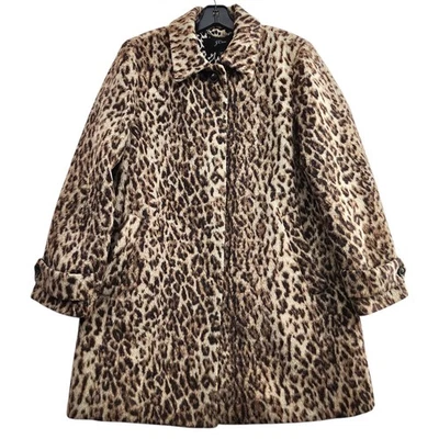 Chaqueta para mujer J CREW 12 beige estampado de leopardo abrigo abotonado piel sintética tareas Foto 1 de 4