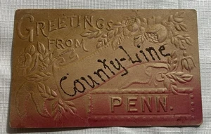 Grüße aus PENN geprägte Vintage Postkarte County-Linie Glitzer - Bild 1 von 2