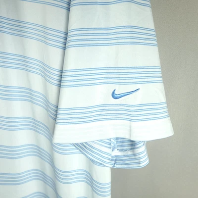 Nike Golf Polo Shirt Men Size XXL Tour Performance Dri-Fit White Blue Stripes - Image 1 of 4