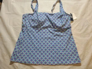 Lands' End Women's UPF 50 Geo Print Border Underwire Square Neck TankiniTop 12 - Picture 1 of 4