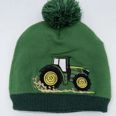 John Deere Niños Pom Pom Gorro Verde Tractor Así Es Como Rodo Invierno Cálido Foto 1 de 4