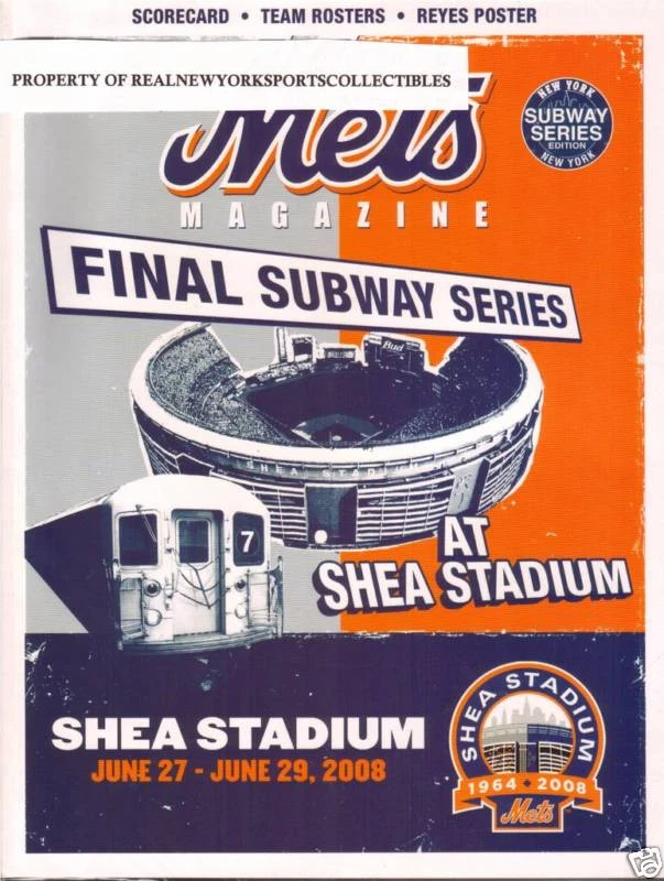 2008 NEW YORK METS НЬЮ-ЙОРК ЯНКИЗ ФИНАЛЬНАЯ СЕРИЯ МЕТРО @ ПРОГРАММА SHEA - Изображение 1 из 1