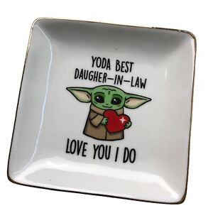 Ceramic Square Dish 4x4 Baby Yoda Best Daughter in Law Grogu Love Holiday Gift
