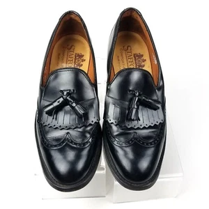 Stafford Executive Comfort Plus Men's Black Tassel Slip On Leather Loafers 7.5 D - Picture 1 of 9
