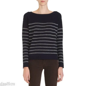 NWT $285 VINCE Wool Cashmere Breton Striped Lurex Sweater Size XS - Picture 1 of 5