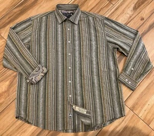 Nat Nast Shirt Herren L Grün Langarm Knopf Paisley Flip Manschette Luxus Orig. - Bild 1 von 11