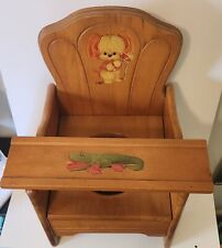 Vintage 1950's Wooden Child's Potty Chair with Adjustable tray and Enamel Pot