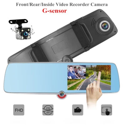 Gravador de vídeo HD frontal/traseiro/interior 5,0 pol. câmera sensor G carro 3 lentes painel câmera - Imagem 1 de 4