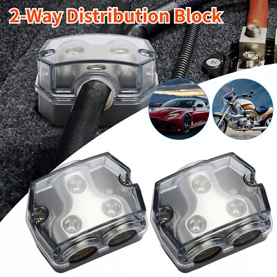2X 2Way Distribution Block 0 Gauge In Out Car Audio Amp Power Ground Distributor - Image 1 of 4