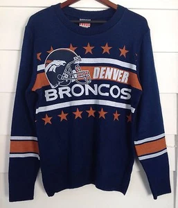 Denver Broncos NFL Sweater Junk Food Acrylic Adult Small Crewneck NEW - Picture 1 of 4