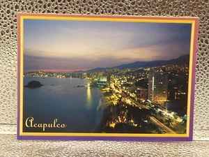 Acapulco, Mexico Nighttime By The Sea Souvenirs Tourism Topographical Postcard - Picture 1 of 8