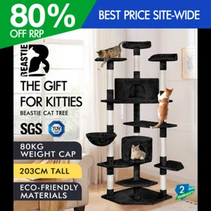 BEASTIE Cat Tree Scratching Post Scratcher Tower Condo House Furniture Wood 203 - Picture 1 of 12