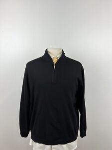 ST. CROIX Men's Black Merino Wool Quarter Zip Pullover Sweater Sz XL