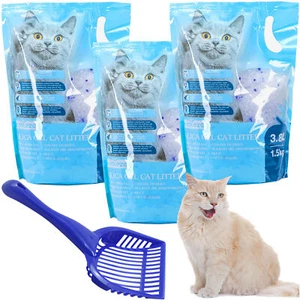 3x Katzenstreu Silikat Silikatstreu Streu Haustier 3,8L + Katzenstreu Schaufel - Bild 1 von 9