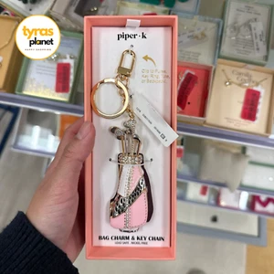 Piper K Golf Bag Charm Keychain - Gold Tone, Pink Crystals, New in Box - Picture 1 of 7
