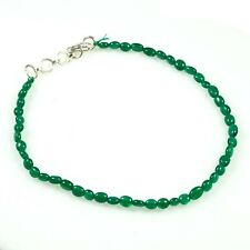 Green Onyx Bracelet, Tiny Green Gemstone oval Beaded Bracelet,  Dainty Stackin