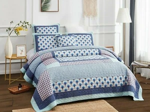 DaDa Bedding Mediterranean Fans Nautical Minty Blue Patchwork Bedset - Imagen 1 de 17