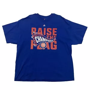 Majestic Chicago Cubs 2016 NL Champions T Shirt Mens 2XL XXL Raise The Flag Tee - Picture 1 of 8