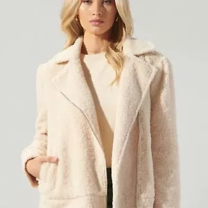Chaqueta Moto Sugar Lips Crema Talla Xs Nueva Rowan Faux Sherpa - Imagen 1 de 12