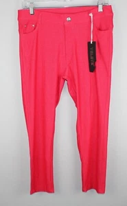 YELETE Women's Red Denim Pull-on Capri Jegging Pants Size L Stretch Pockets - Picture 1 of 6