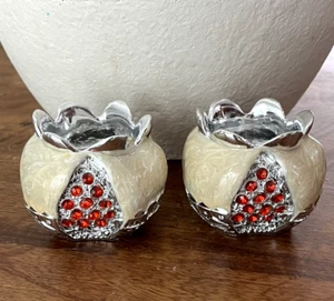 Karshi Schabbat Granatapfel Emaille Paar Kerzenhalter Choshen Steine Jerusalem - Bild 1 von 13