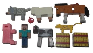 Minecraft Overworld Steve Articulated Figure lot Animal Mobs Ocelot Brown Horse - Picture 1 of 15