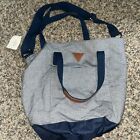 Vintage GUESS Jeans Denim Tote Bag Purse USA Triangle Leather Accents Messenger