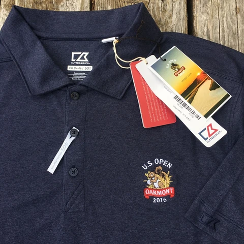 Cutter & Buck Polo Shirt US Open Golf 2016 Oakmont NWT blue UPF new sz L Cover