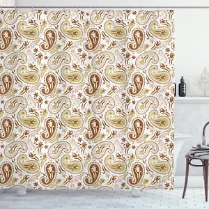 Floral Patterns with Paisley and Tulips Hippie Home Decor Shower Curtain Set - Picture 1 of 2