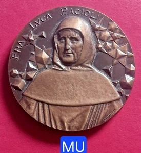 Belle Méd. Art Cuivre 78mm 301g - Sciences Fra Luca Pacioli Par Lagriffoul 1972 - Picture 1 of 4
