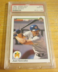 Tarjeta coleccionable Juan González 1990 Upper Deck #72 novato PSA 9 como nueva graduada MLB - Imagen 1 de 2